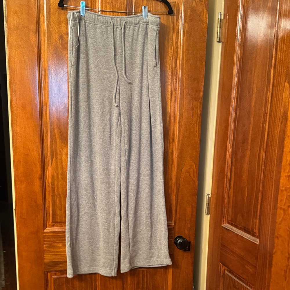 Gray Women's Wide-Leg Track Pants